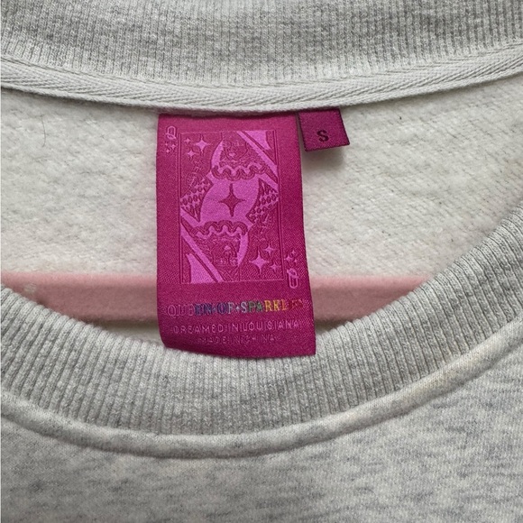 QUEEN OF SPARKLES Light Gray Sweatshirt with Turkey Design Small (oversized) - Picture 3 of 6